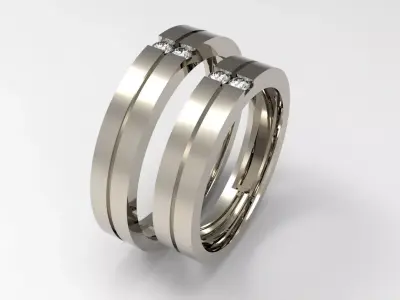 Twin Harmony wedding ring set 3D print model