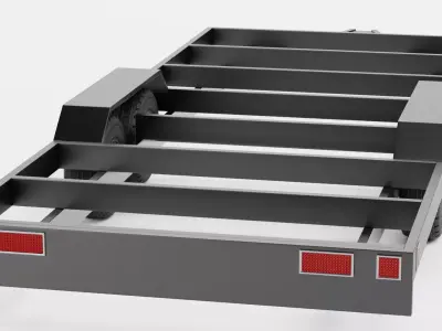 Steel Utility Trailer V2 - Black Low-poly 3D model