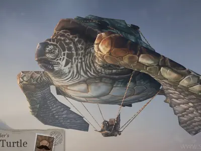 Flying Turtle Low-poly 3D model