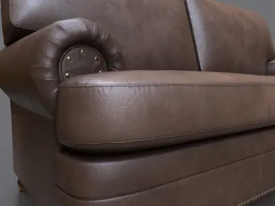 Leather couch Low-poly 3D Game ready model Low-poly 3D model Low-poly 3D model