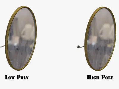 Wall Mirror Kit with Crack and PBR Textures Options Low-poly 3D model