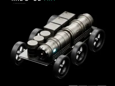 Futuristic cart transport 3d assets V4 Full Model Low-poly 3D model
