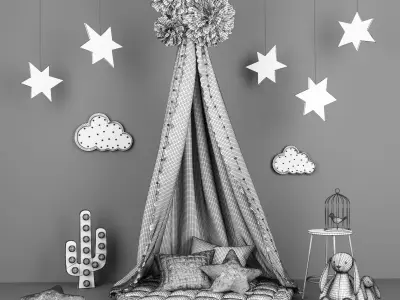 Decorative set for children with baldachin  3D model