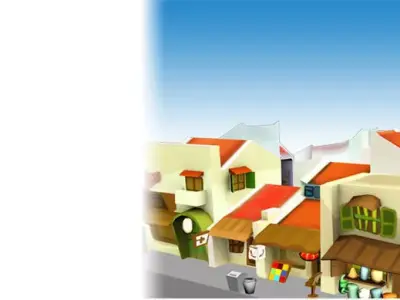 Old House Cartoon package Low-poly 3D model