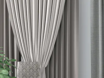 Modern fabric curtain 3D model
