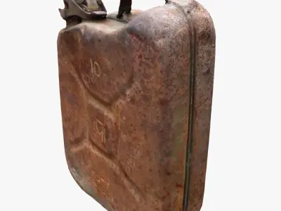 Old Green Rusty Gasoline Canister Low-poly 3D model