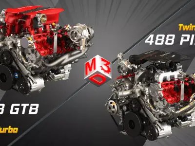 488 GTB - 488 Pista Engines - V8 Twin Turbo Engines 2 in 1 3D Model Collection