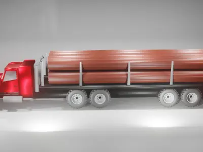 Model 3D Truck with Trees Free 3D model