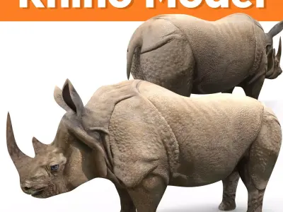 3D rhino rhinoceros realistic Model  Low-poly 3D model