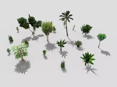 low poly foliage pack Low-poly 3D model