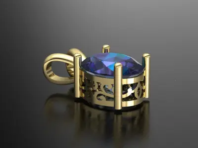 Oval stone pendant or earring 3D print model