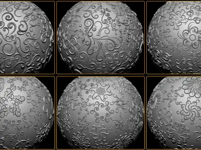 407 Floral Ornament Brushes 4K Alphas and 3D Models- VOL 02 3D model