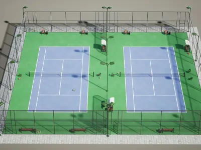 Tennis Court Game Ready UE Low-poly 3D model