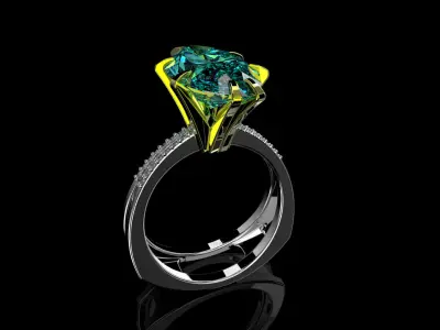 3D model Solitaire Marquise Cut EL Ring-PV 3D print model