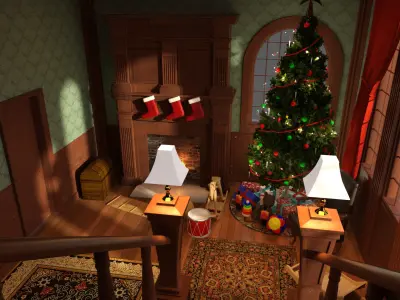 Christmas Room Low-poly 3D model