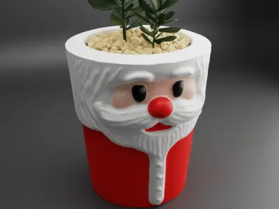santa planter - vase - urn - candy dish - candle holder 3D print model