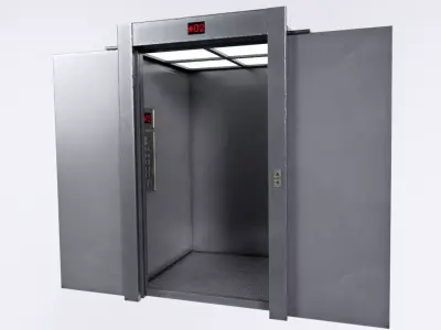 Low Poly Lift pair of metal elevators Low-poly 3D model