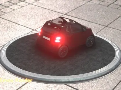 City Car 88 Small Convertible Open Type-E Brown Low-poly 3D model