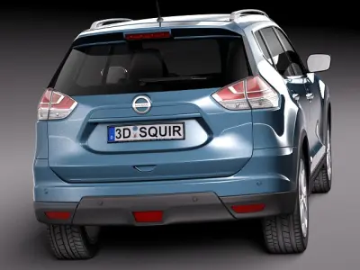 Blue Nissan Rogue 2014 3D model