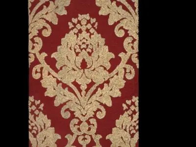 carpet gold damask rug Free 3D model