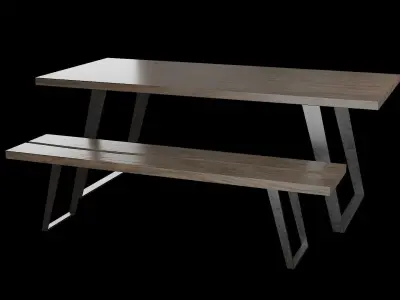 Dining Table Set-07 Low-poly 3D model