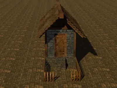 Medieval House Free low-poly 3D model 6