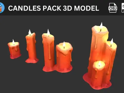 Candles Pack 3D Model 3D model