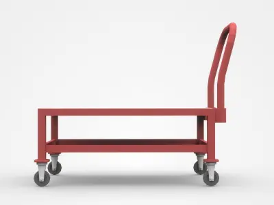 Red Empty High Container Cart 3D model