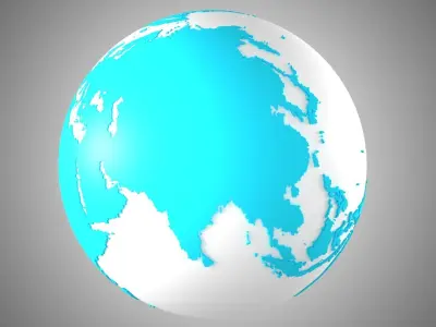 Solid Color Light Blue White Globe 3D model