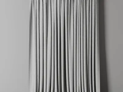 Low width curtains 04 set green Low-poly 3D model