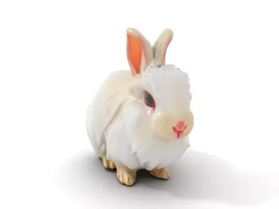 Fluffy White Rabbit model pack Low-poly 3D model purchase