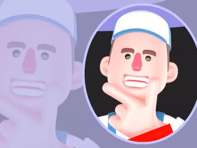 Stylized 3D Mechanic Sitting on Car Bumper - Cartoon 3D model