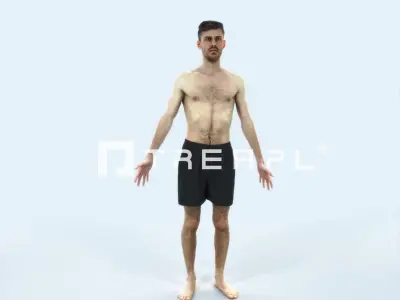 Posture B Beach Animated Rigged Sports Man Low-poly 3D model