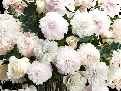 Solemn bouquet of white flowers vase rose hydrangea 298 3D model