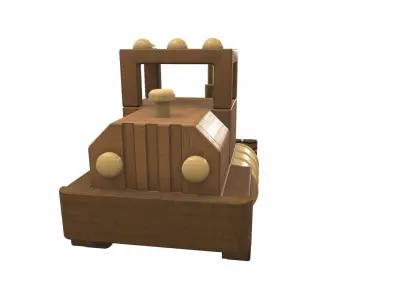 Wooden car toy truck 3 Free 3D model