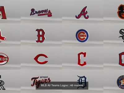 MLB All Teams Logos 3D Model Pack