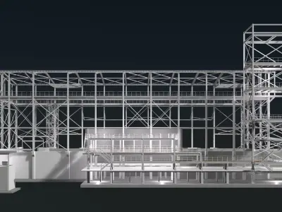 Industrial factory building in structure 25i27 3D model