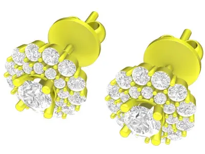 Luxury Halo Diamond Stud Earrings A7610 3D print model