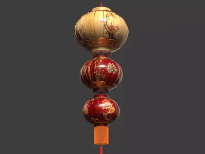 Chinese red  lantern  Low-poly 3D model