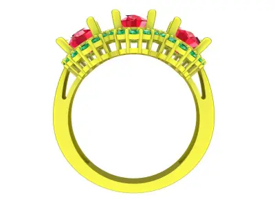 Luxury Oval Gemstone Crown Ring for Women 4858 3D print model