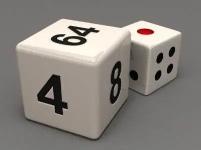 Dice 3D model with number four Texture