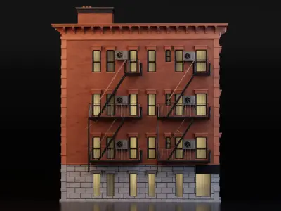 Apartment Building Low-poly 3D model purchase