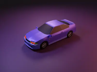 low-poly nissan car 3D model