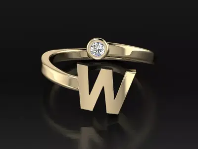 Jewelry Alphabet Ring W 3D print model
