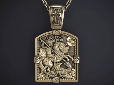 ORTHODOX PENDANT WITH ST GEORGE THE VICTORIOUS Printable Model 3D print model