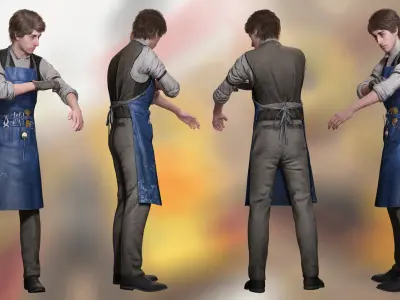 Industrial Electrical Technician Fully Rigged 3D Model Low-poly 3D model