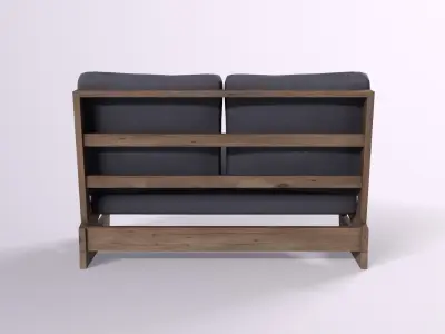 Love Seat with cushions grey Low-poly 3D model