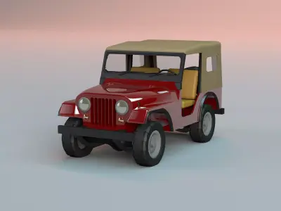 Low poly classic SUV vehicle jeep  Low-poly 3D model