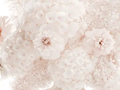 Beautiful Small Bouquet White Flowers Hydrangea vase decor 3D model