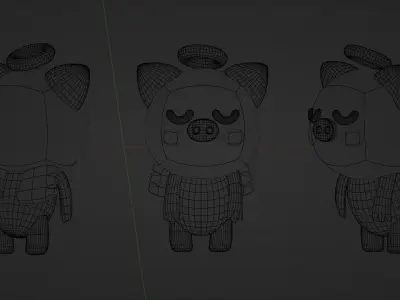 Cute Pig character with wings 3d model Low-poly 3D model